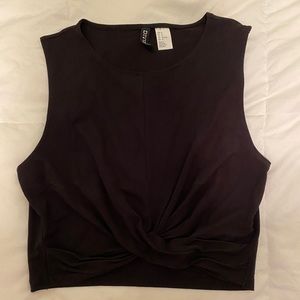 NWOT H&M Black Ruched Crop Top